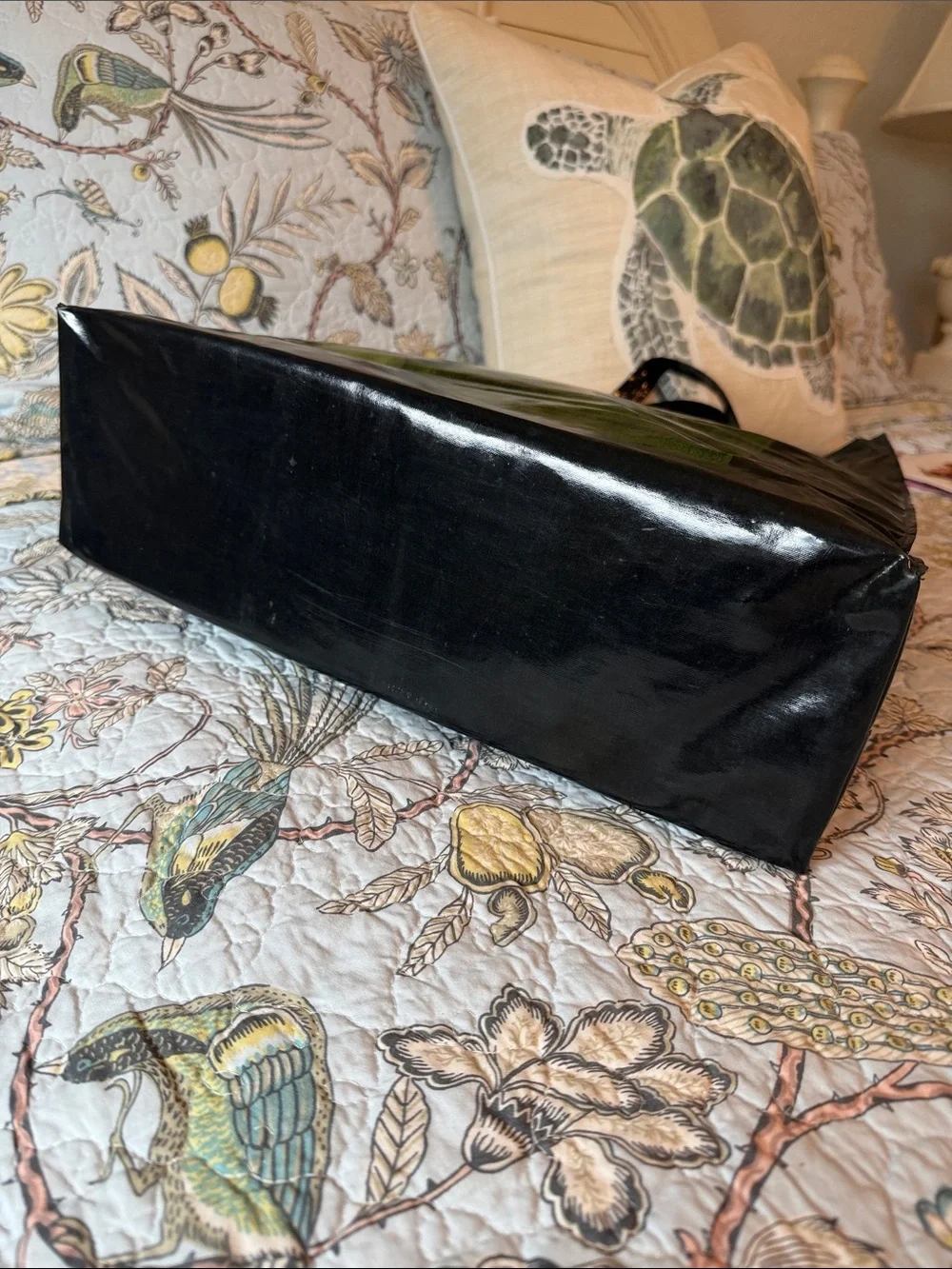 Harrods Vintage 90’s Black Tote with Westie in Green Tote